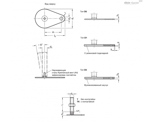 Регулируемая опора GN 45-80-M24-200-D0-TK ELESA+GANTER
