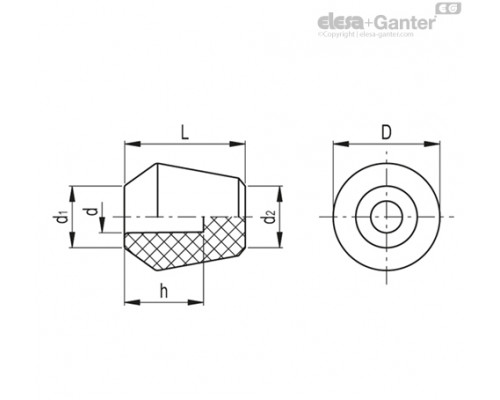 Коническая ручка P.390/25-8 (47011) ELESA+GANTER