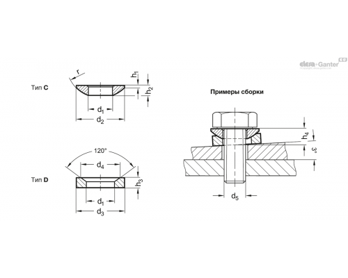 Сферическая шайба DIN 6319-35-D-A4 ELESA+GANTER