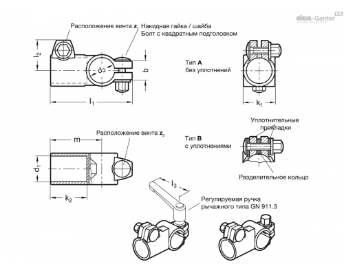 Зажим GN 192.5-B50-B50-A-4 ELESA+GANTER