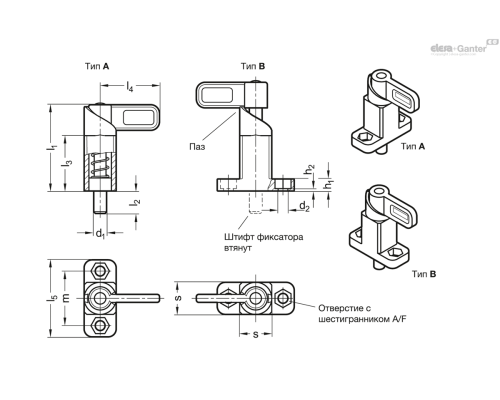 Пружинная защёлка GN 722.2-12-20-B-ZB ELESA+GANTER Пружинная защёлка GN 722.2-12-20-B-ZB ELESA+GANTER