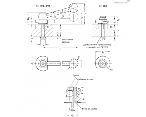 Зажимной болт GN 918.2-40-KVB-L-27 ELESA+GANTER