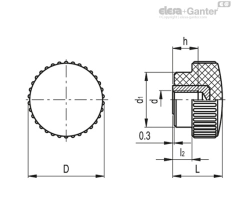 Ручка с накаткой B.193/15 SST-M3 (102101) ELESA+GANTER Ручка с накаткой B.193/15 SST-M3 (102101) ELESA+GANTER