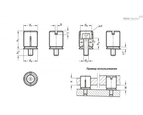 Регулируемая опора GN 355-M12x1-4,5-ST ELESA+GANTER