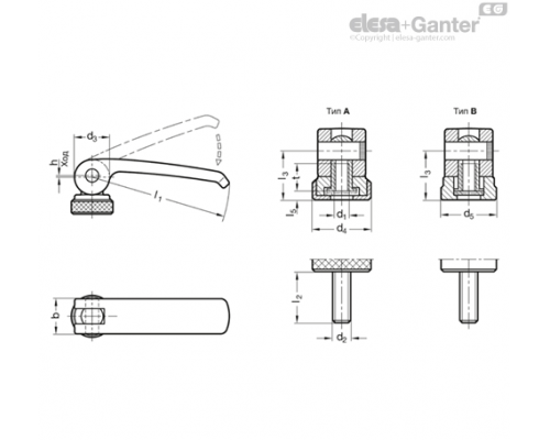 Прижимная ручка с эксцентриковым кулачком GN 927.2-63-M6-A-Z ELESA+GANTER