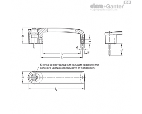 П-образная ручка GN 422-ZD-T1-K-5-SW ELESA+GANTER