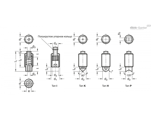 Пружинный элемент GN 513-M12x1,5-K-2 ELESA+GANTER