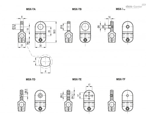 Зажим MSX.56-TA-12-14 (440133) ELESA+GANTER