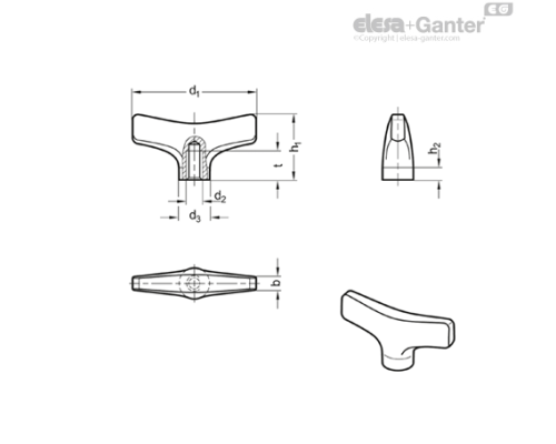 Гайка-барашек GN 8340-63-M12-MT ELESA+GANTER
