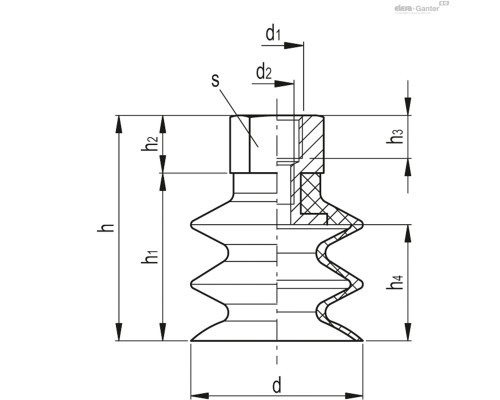 Вакуумная присоска VVP-85-G1/4-T-S (VV.60514) ELESA+GANTER