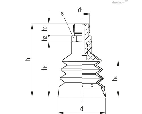 Вакуумная присоска VVL-33-G1/8-T-N (VV.56058) ELESA+GANTER