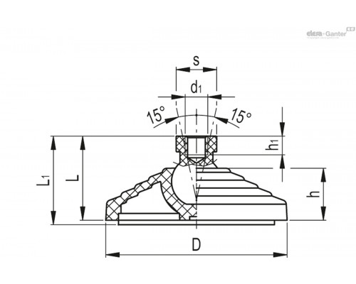 Регулируемая опора LV.A-80-14-AS+SJF-M8 (300217) ELESA+GANTER
