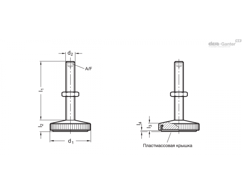 Регулируемая опора GN 339-29-M6-45-KR-ST ELESA+GANTER