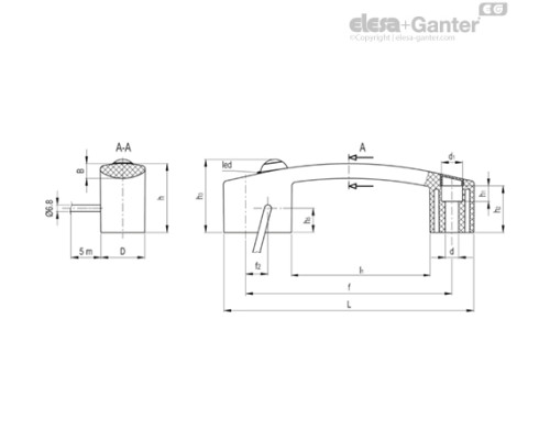 Ручка EBR.150-SWM-L-F5 (260552-C1) ELESA+GANTER