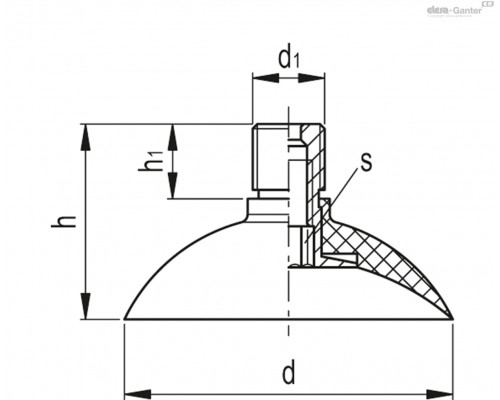 Вакуумная присоска VVI-60-G1/8-T-S (VV.54024) ELESA+GANTER