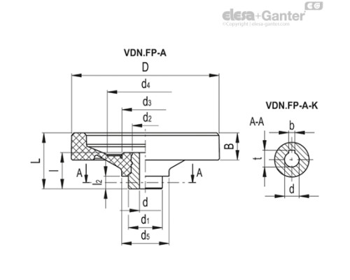 Маховичок цельнолитый VDN.200 FP-A18 (73749-18) ELESA+GANTER Маховичок цельнолитый VDN.200 FP-A18 (73749-18) ELESA+GANTER