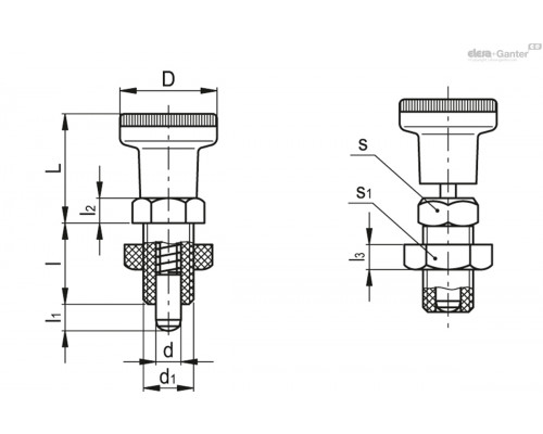 Штифт стопорный PMT.100-SST-10-M20x1,5-AK-VD (194582) ELESA+GANTER