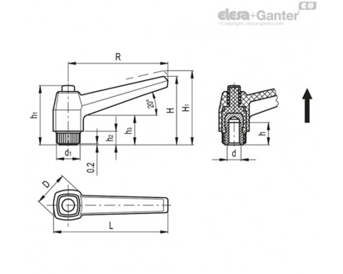 Регулируемая ручка MRX.40 B-M5 (141131) ELESA+GANTER