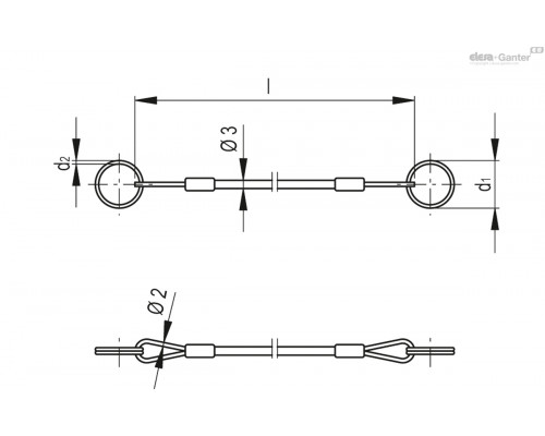 Удерживающий трос CV-T-2A-18-150 (76201) ELESA+GANTER