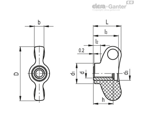 Зажимной барашек CWN.32 FP-M5 (8605) ELESA+GANTER