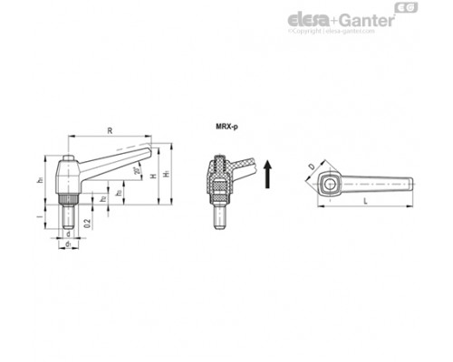 Регулируемая ручка MRX.80-C2-p-M8x70-C1 (142197-C2-C1) ELESA+GANTER