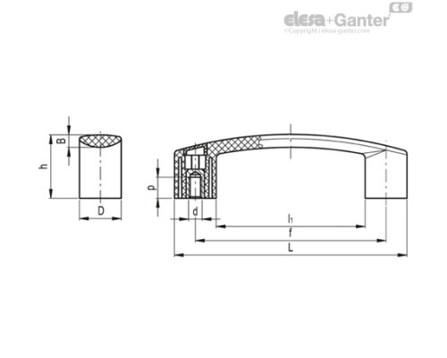 Мостовидная ручка EBP.110 B-M6-C3 (260121-C3) ELESA+GANTER