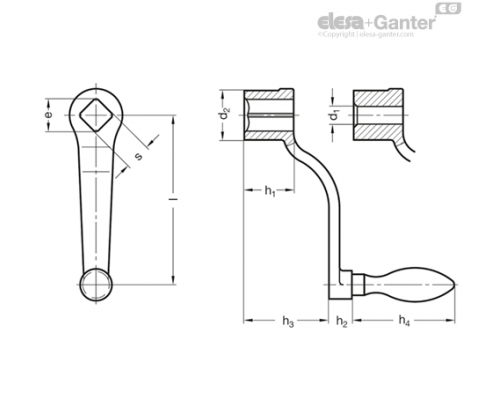 Кривошипная рукоятка DIN 468-160-V17-D ELESA+GANTER