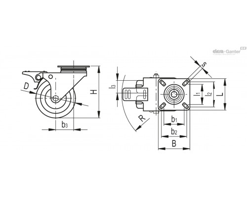 Колесико RE.C6-050-SBF-G (451939) ELESA+GANTER