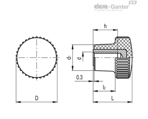 Ручка с накаткой B.259/20 B-M6 (3002) ELESA+GANTER Ручка с накаткой B.259/20 B-M6 (3002) ELESA+GANTER