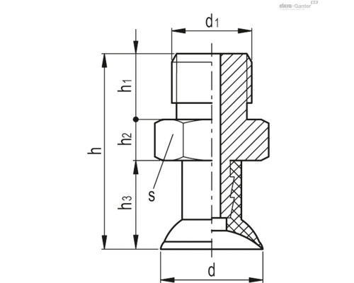 Вакуумная присоска VVH-15-G1/8-T-S (VV.52049) ELESA+GANTER