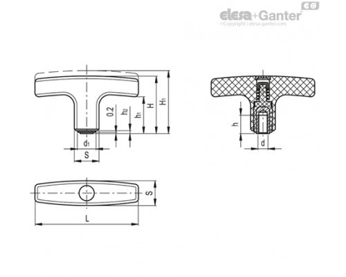 Т-образная ручка L.652-X/67 B-M6 (32733) ELESA+GANTER
