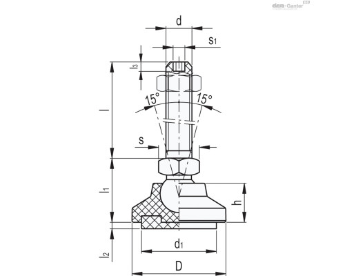 Регулируемая опора LS.VA-60-14-STP-M10x44 (344624) ELESA+GANTER
