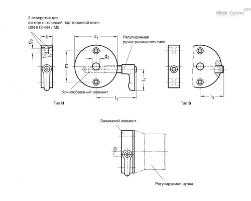 Установочное кольцо GN 826-60-B12-H-ELS ELESA+GANTER
