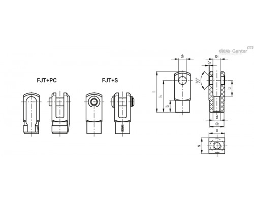 Вильчатое соединение FJT-M6+PC (470201) ELESA+GANTER