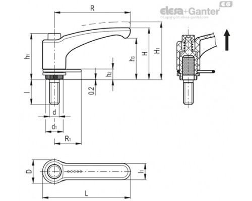 Регулируемая ручка ERX.44-SST-p-M6x20-C1-RC (236073-C1) ELESA+GANTER