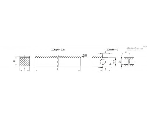 Реечная передача ZCR-0.5-250 (552001) ELESA+GANTER
