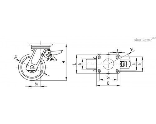 Колесико RE.F4-200-SSF-WH (451448) ELESA+GANTER