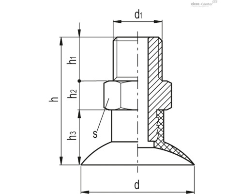 Вакуумная присоска VVH-35-G1/4-T-N (VV.52084) ELESA+GANTER
