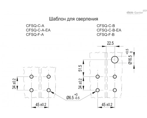 Петля CFSQ.60-SH-6-C-A-D (427011) ELESA+GANTER