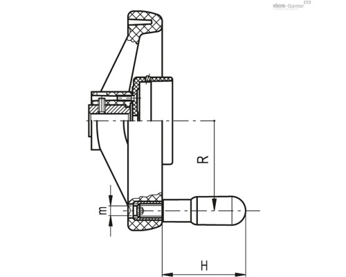 Маховик VRTP.250-GXX2 A-20-K (CE.33311-R-K) ELESA+GANTER
