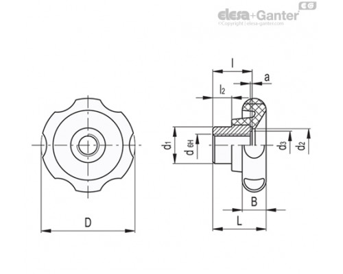 Лепестковая поворотная ручка VL.140/100 FP-A-M16 (74517) ELESA+GANTER