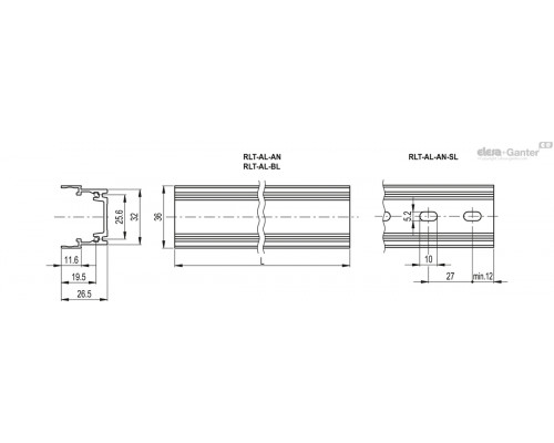 Профиль RLT-AL-2970-BL (429920-2970) ELESA+GANTER