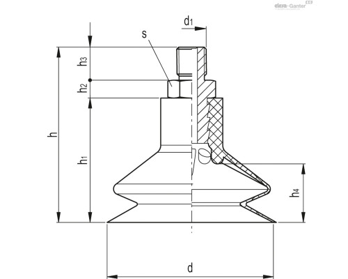 Вакуумная присоска VVL-75-G1/4-T-S (VV.56071) ELESA+GANTER