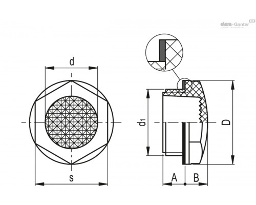 Смотровое стекло HFTX.14-HT-GL-FKM-M20x1.5 (13683) ELESA+GANTER