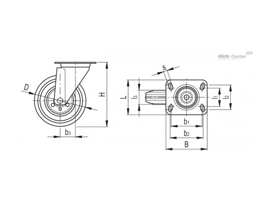 Колёсико RE.E3-100-SBL-N (450056) ELESA+GANTER