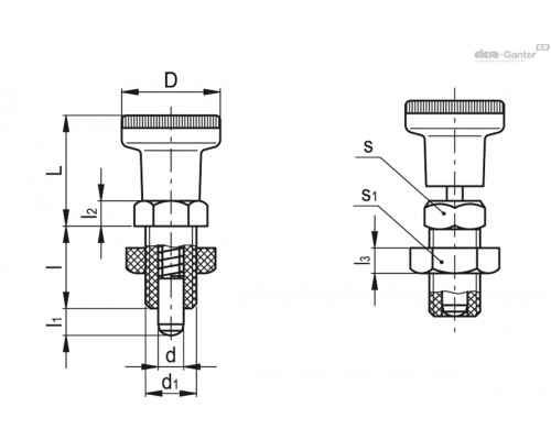 Штифт стопорный PMT.100-SST-5-M10x1-AK (51571) ELESA+GANTER