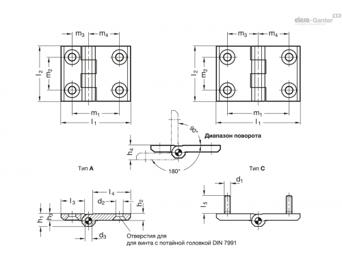 Петли GN 237-ZD-63-50-A-SR ELESA+GANTER