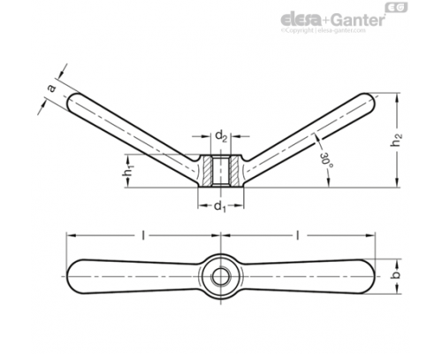 Зажимная гайка с двуплечим рычагом GN 206.1-16-M8 ELESA+GANTER