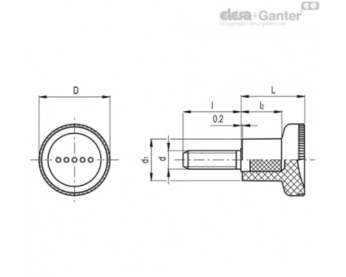 Ручка с накаткой EKK.35 p-M8x20-C6 (243421-C6) ELESA+GANTER