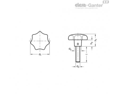 Лепестковая ручка GN 6336.4-SG-80-M16-70 ELESA+GANTER